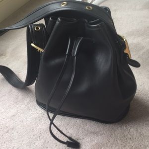 Coach Genuine Black Fine Leather Bucket Bag